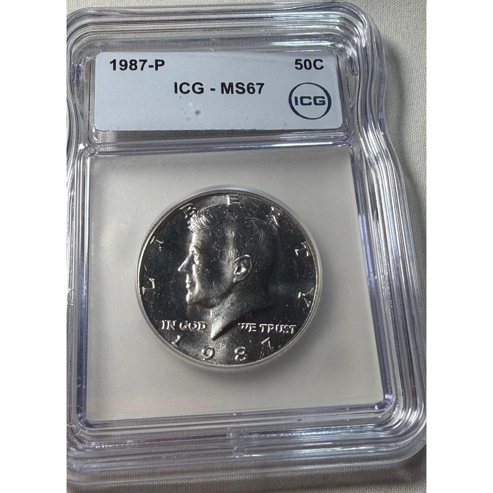1987-P Kennedy Half Dollar ICG MS67 Graded Mint State 50C US Coin